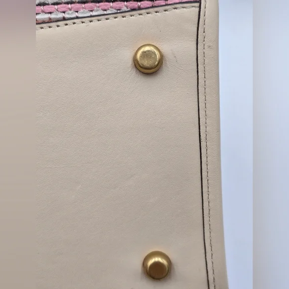 Coach Field Tote In Upwoven Leather, Chalk Multi - Picture 7 of 16